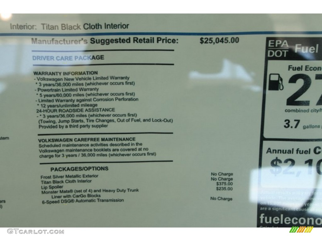 2013 Volkswagen Jetta GLI Window Sticker Photo #89973164
