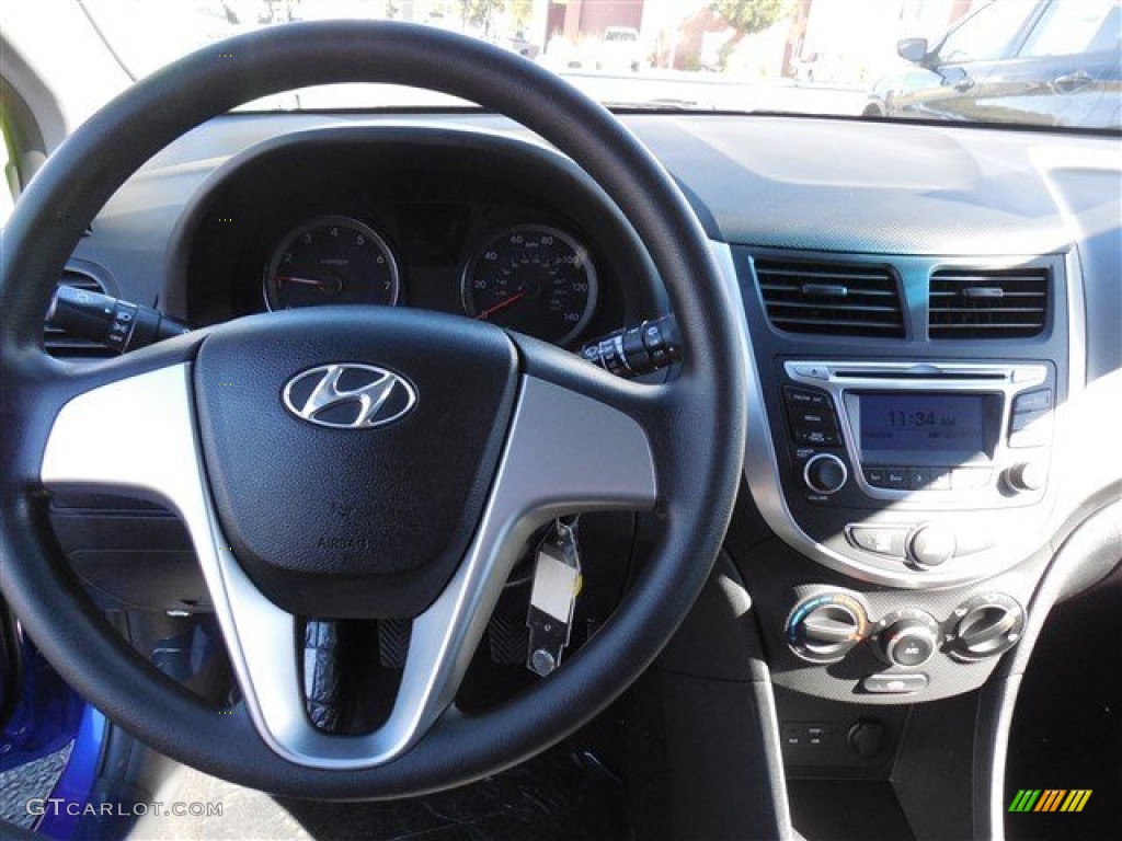 2014 Hyundai Accent GS 5 Door Black Steering Wheel Photo #89982455