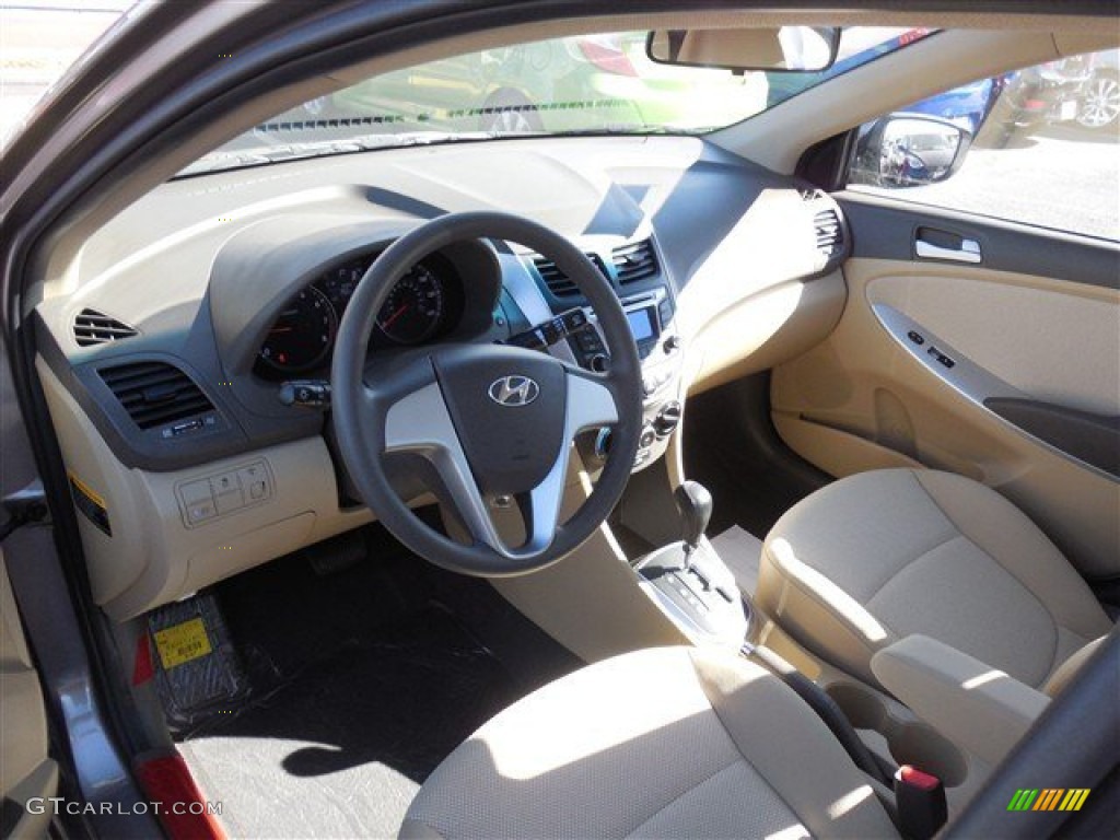 Beige Interior 2014 Hyundai Accent GLS 4 Door Photo #89983133