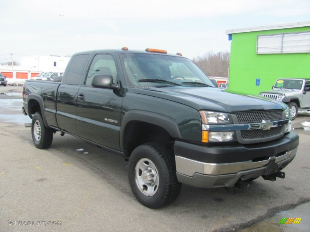 2003 Silverado 2500HD LT Extended Cab 4x4 - Dark Green Metallic / Medium Gray photo #8