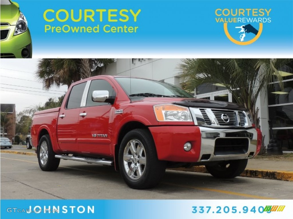 2010 Titan SE Crew Cab - Red Alert / Charcoal photo #1