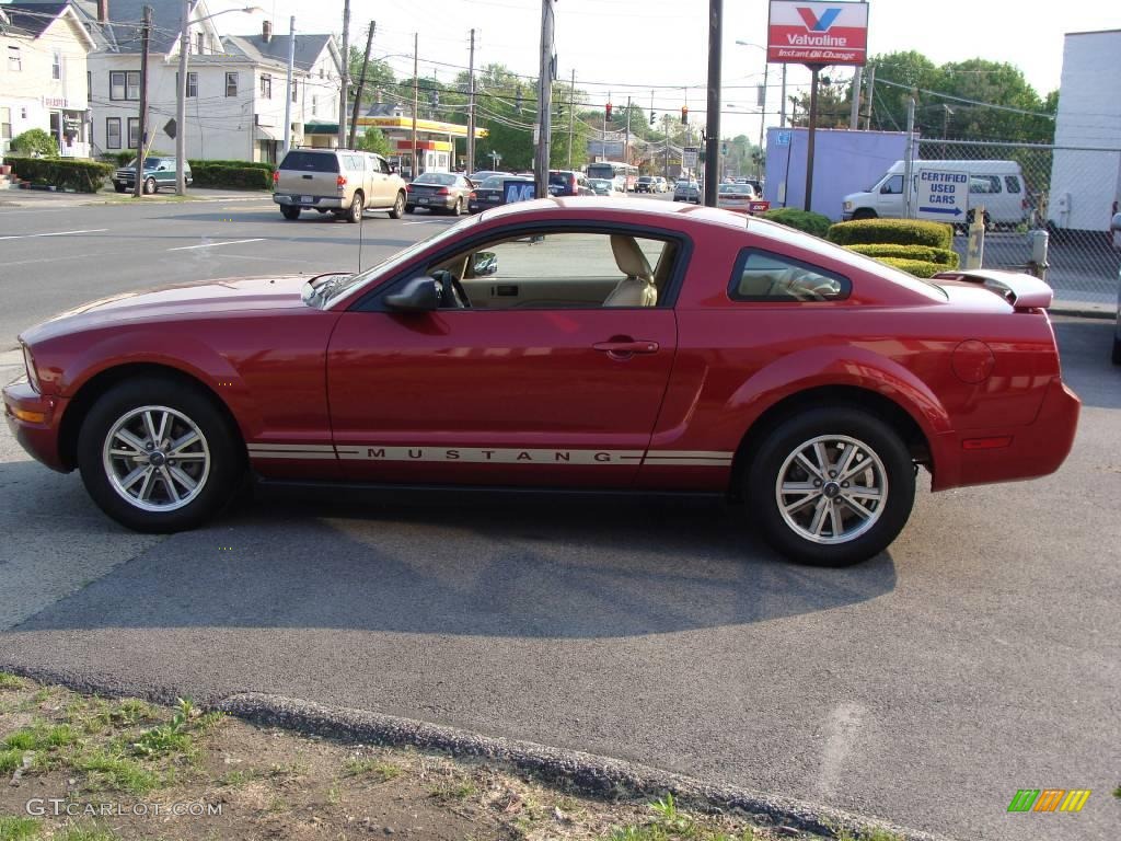 2005 Mustang V6 Deluxe Coupe - Redfire Metallic / Medium Parchment photo #8