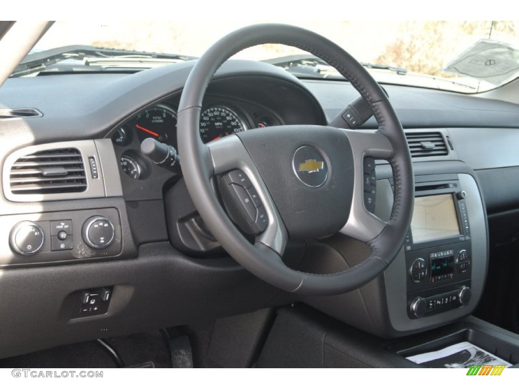 2014 Chevrolet Silverado 2500HD LTZ Crew Cab 4x4 Ebony Steering Wheel Photo #89993156