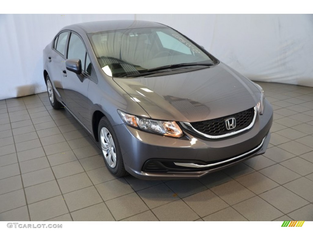 Modern Steel Metallic 2014 Honda Civic LX Sedan Exterior Photo #90004058
