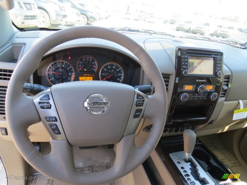 2014 Nissan Titan SL Crew Cab Almond Steering Wheel Photo #90004286