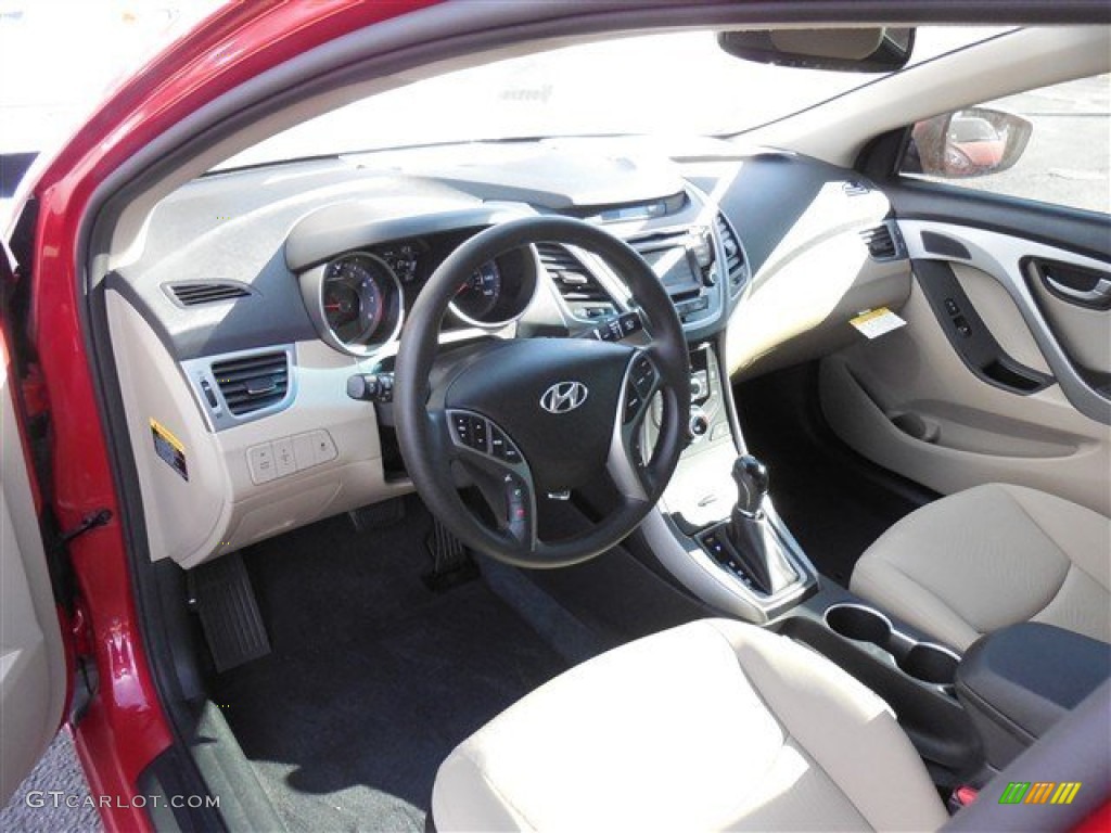 Beige Interior 2014 Hyundai Elantra SE Sedan Photo #90005391