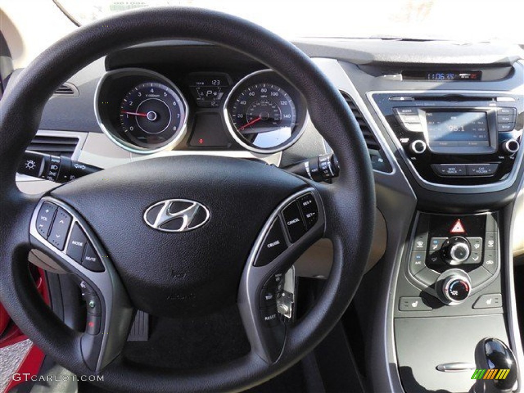 2014 Hyundai Elantra SE Sedan Beige Steering Wheel Photo #90005414