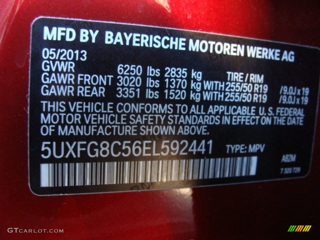 2014 BMW X6 xDrive50i Color Code Photos
