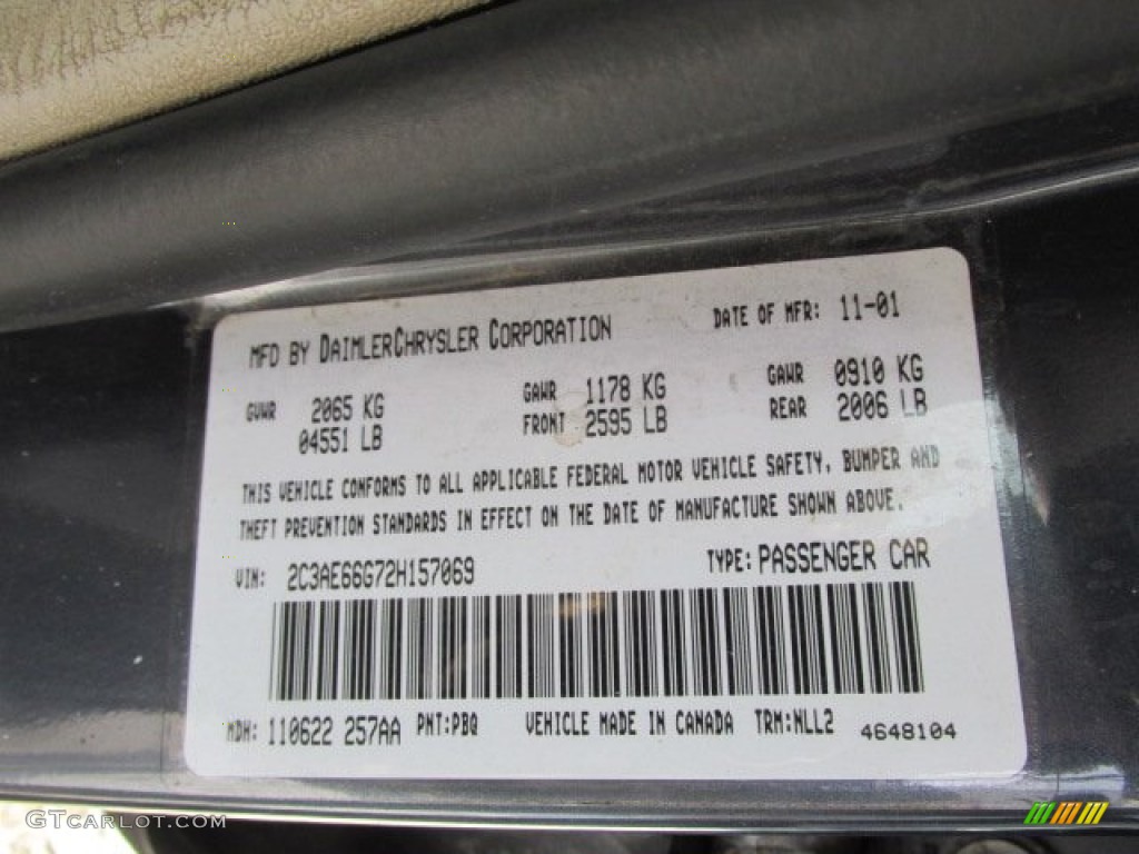 2002 Chrysler 300 M Sedan Color Code Photos