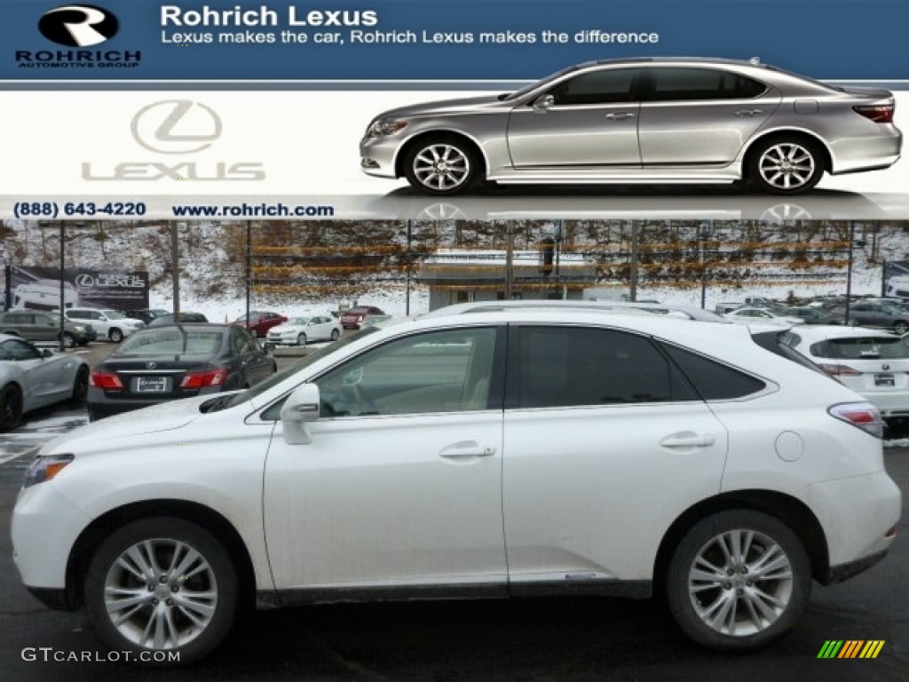 2010 RX 450h AWD Hybrid - Starfire White Pearl / Parchment/Brown Walnut photo #1