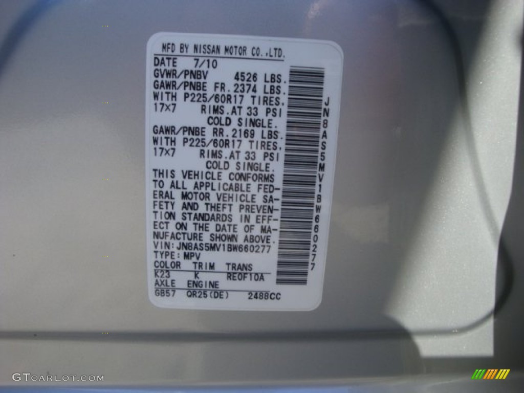 2011 Rogue SV AWD - Silver Ice Metallic / Gray photo #25