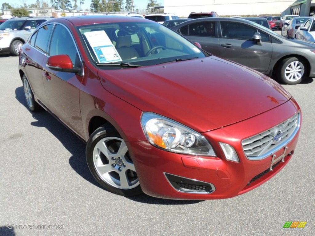 2012 S60 T5 - Flamenco Red Metallic / Soft Beige photo #1