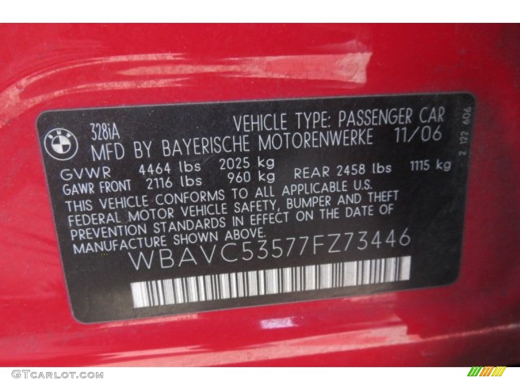 2007 3 Series 328i Sedan - Crimson Red / Black photo #9