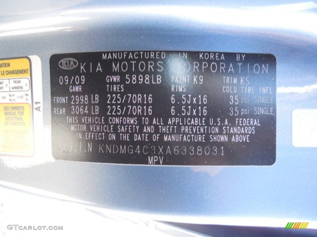 2010 Kia Sedona LX Color Code Photos