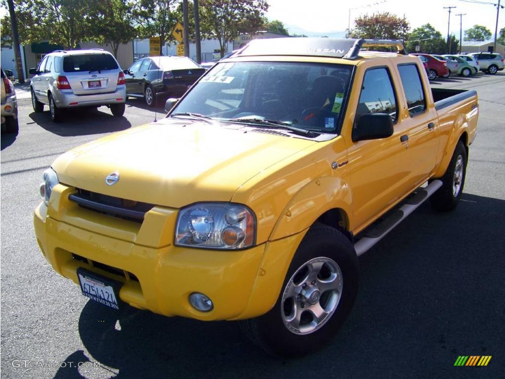 2002 Frontier SC Crew Cab 4x4 - Solar Yellow / Charcoal photo #1