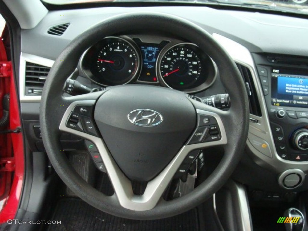 2012 Hyundai Veloster Standard Veloster Model Gray Steering Wheel Photo #90078123