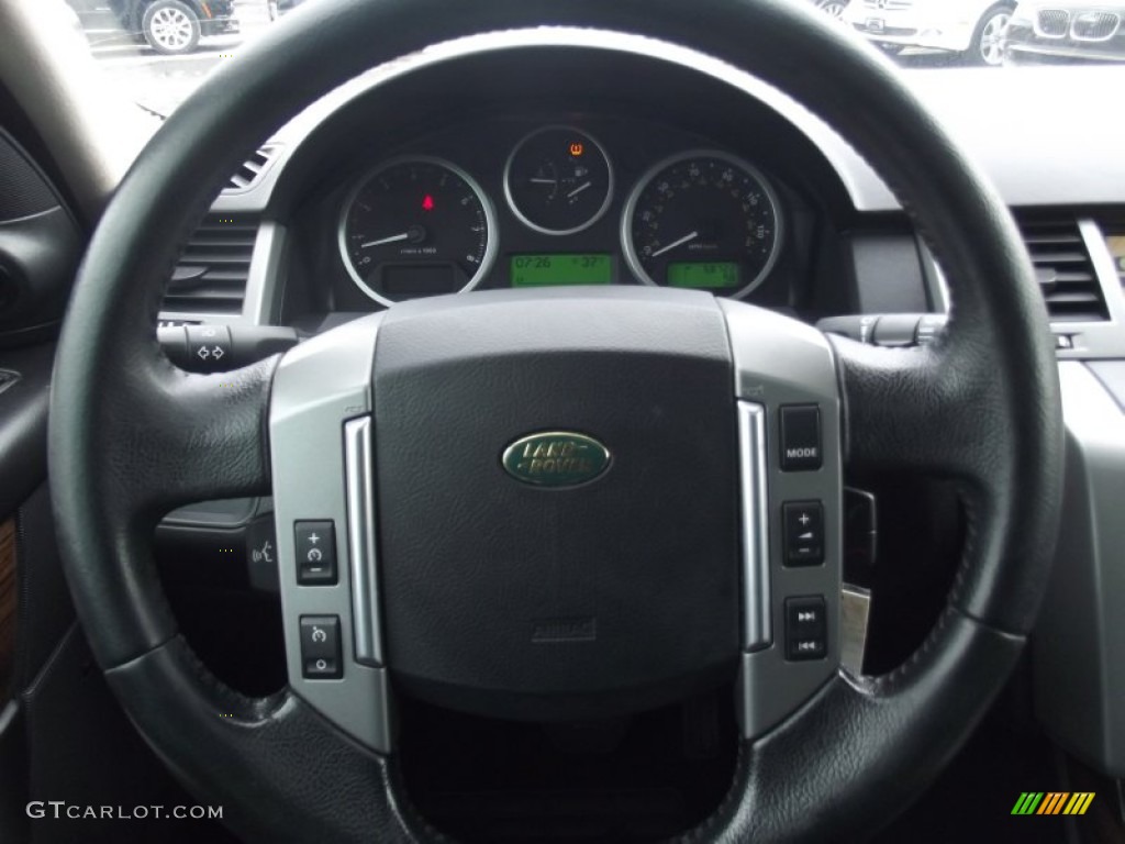 2008 Land Rover Range Rover Sport HSE Ebony Black Steering Wheel Photo #90079482