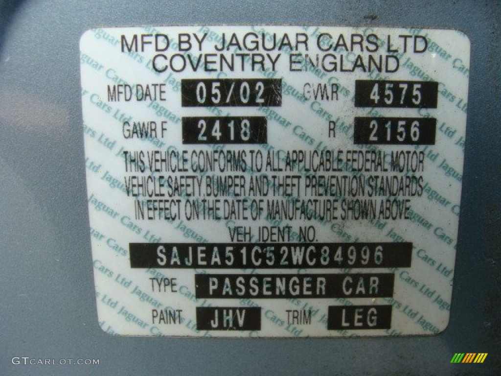 02 Jaguar X Type 3 0 Color Code Photos Gtcarlot Com