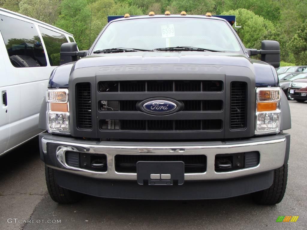 2009 F550 Super Duty XL SuperCab Chassis 4x4 Dump Truck - Dark Blue Pearl Metallic / Medium Stone photo #2