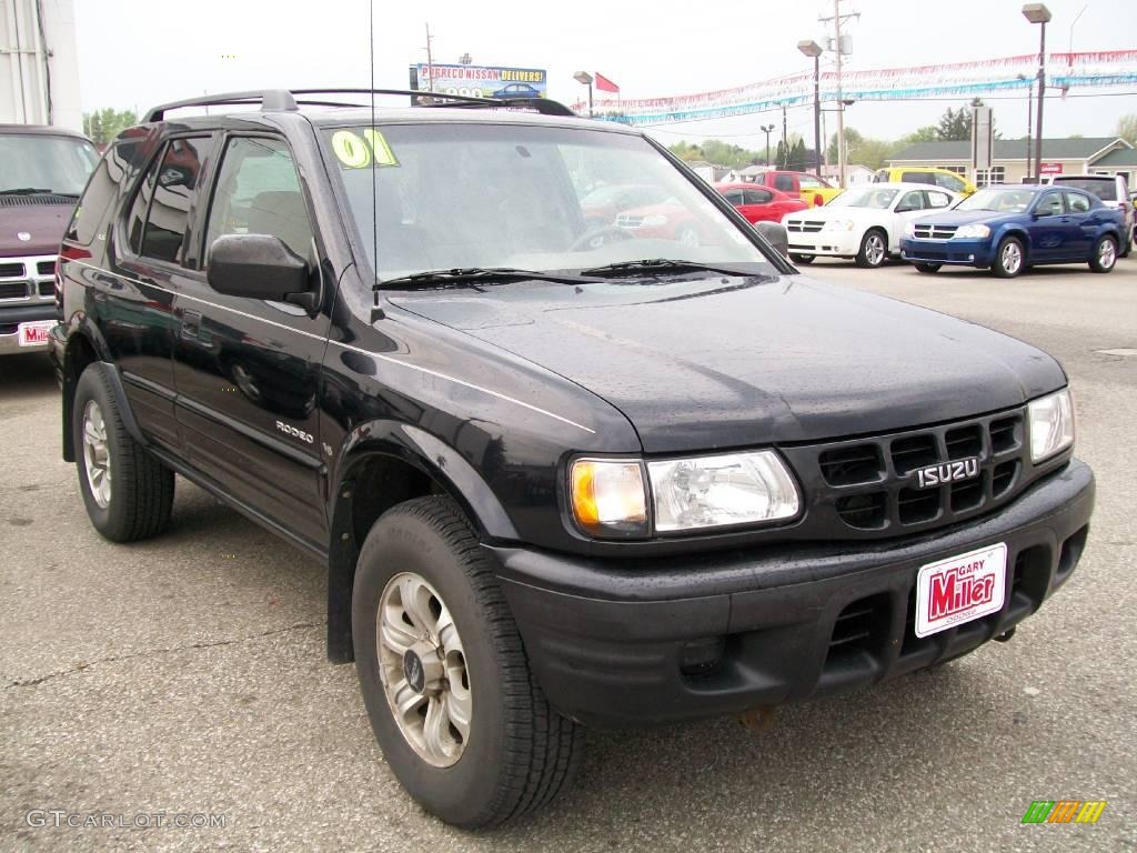 2001 Rodeo LS 4WD - Ebony Black / Beige photo #8