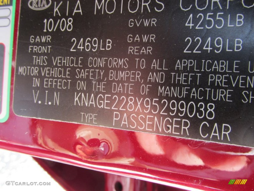 2009 Optima LX - Ruby Red / Beige photo #19