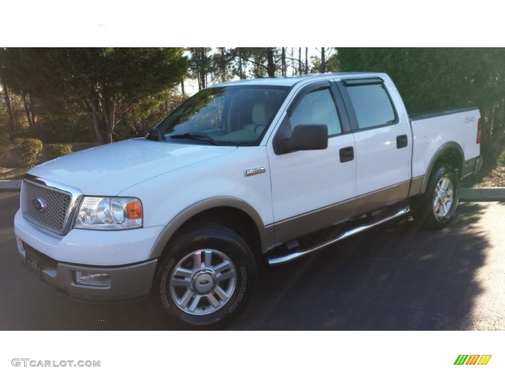 2004 F150 Lariat SuperCrew 4x4 - Oxford White / Tan photo #34