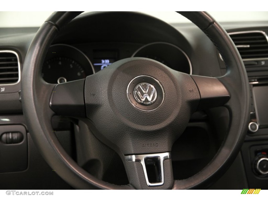 2010 Volkswagen Jetta SE SportWagen Titan Black Steering Wheel Photo #90095907