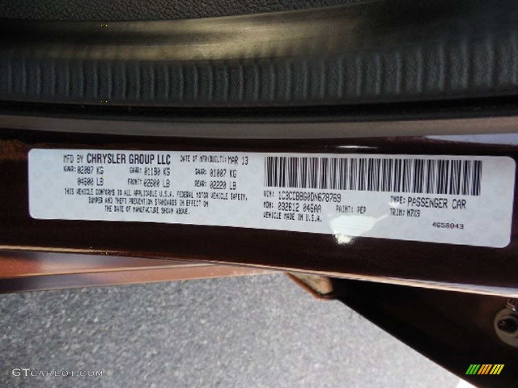 2013 200 Color Code PEP for Deep Auburn Pearl Photo #90101994