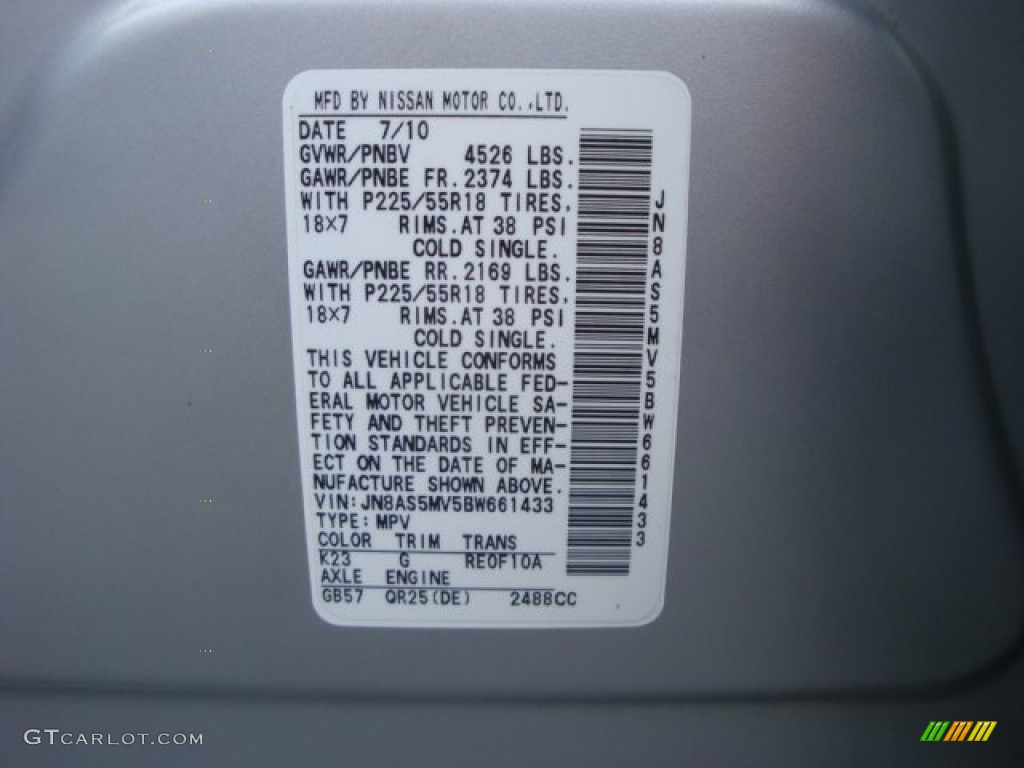 2011 Rogue SL AWD - Silver Ice Metallic / Black photo #24