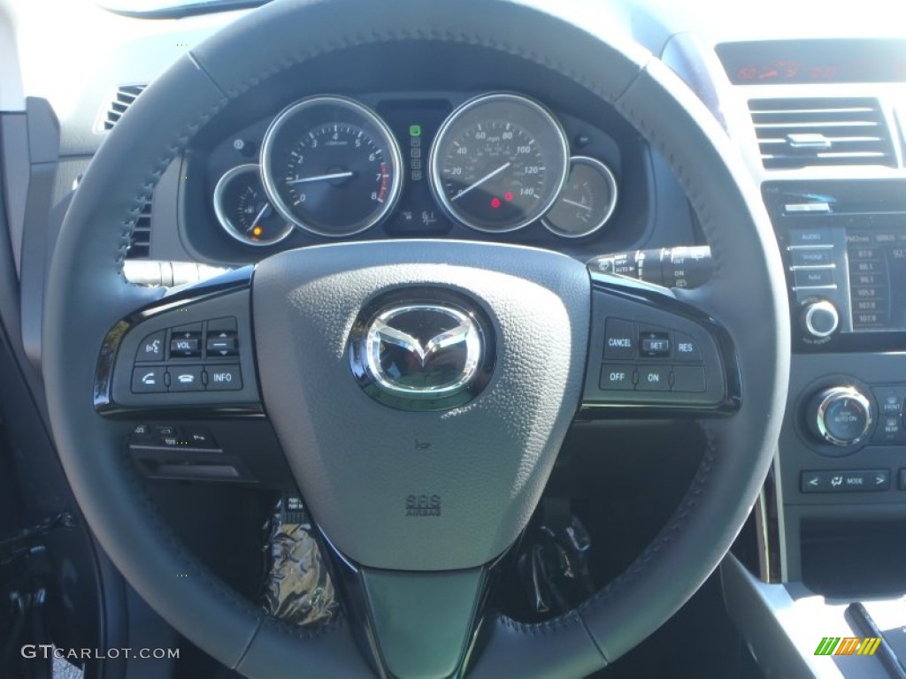 2014 Mazda CX-9 Grand Touring Black Steering Wheel Photo #90102885
