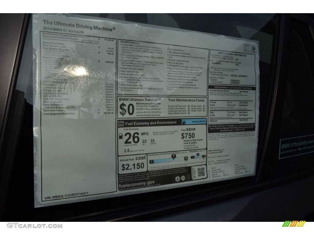 2014 BMW X1 xDrive28i Window Sticker Photo #90114465