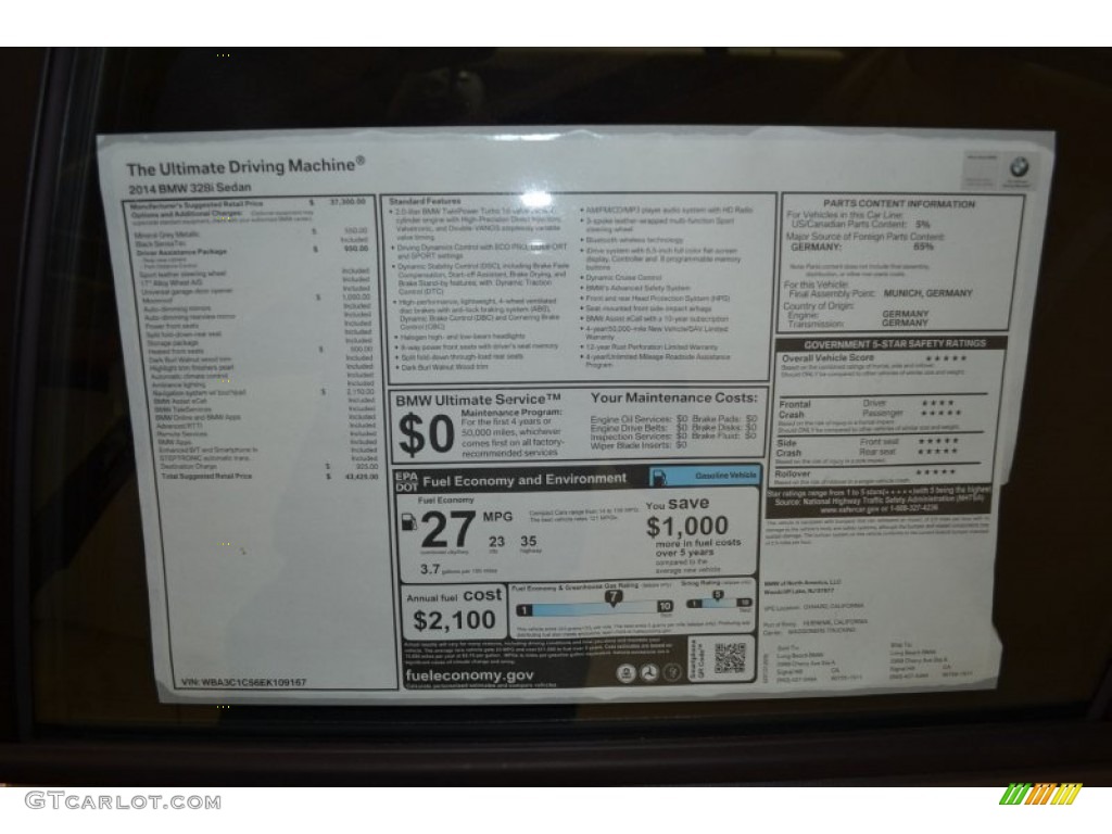 2014 3 Series 328i Sedan - Mineral Grey Metallic / Black photo #5