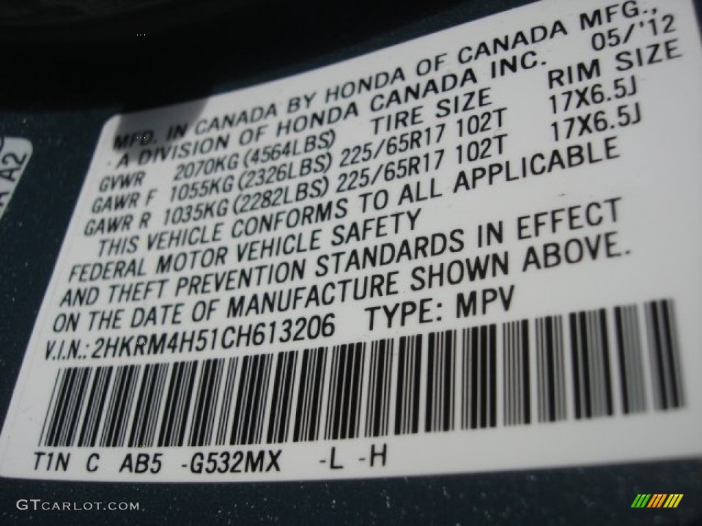 2012 CR-V EX 4WD - Opal Sage Metallic / Gray photo #30