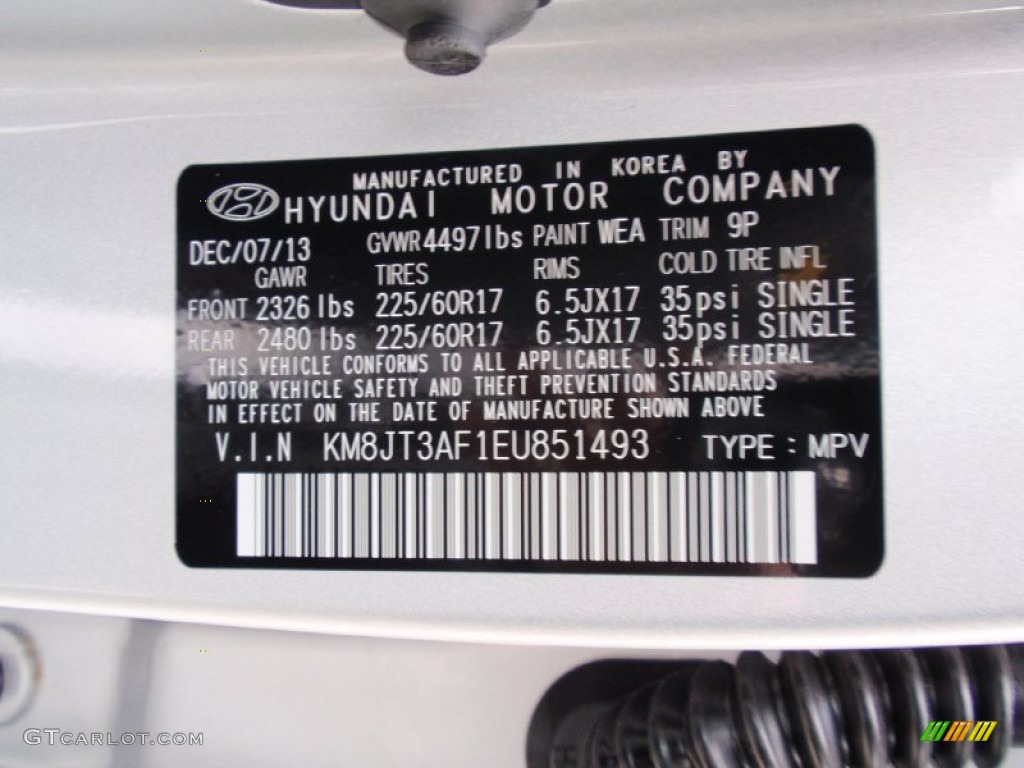 2014 Tucson Color Code WEA for Diamond Silver Photo #90123201