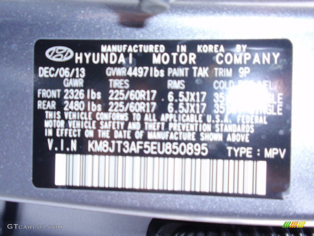 2014 Hyundai Tucson GLS Color Code Photos