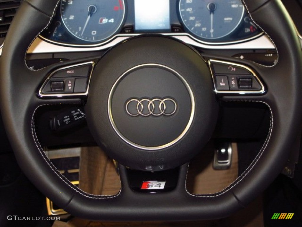 2014 Audi S4 Premium plus 3.0 TFSI quattro Black/Lunar Silver Steering Wheel Photo #90129247