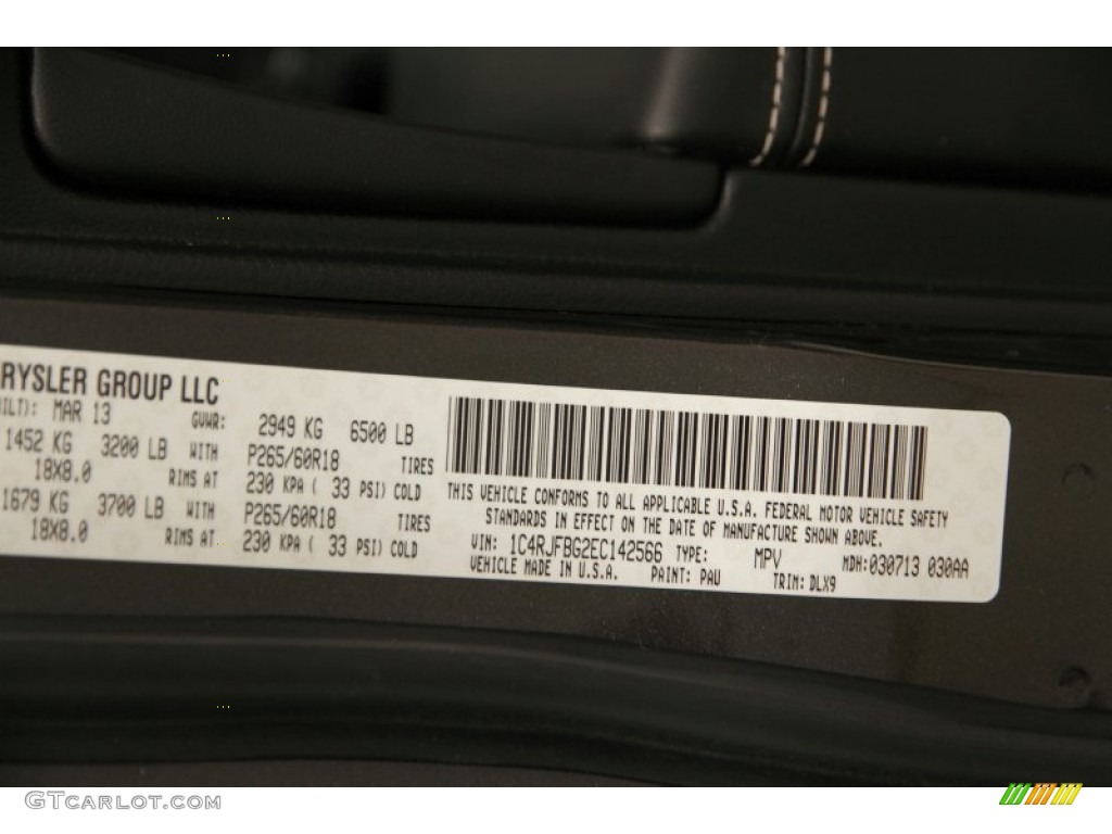 2014 Grand Cherokee Color Code PAU for Granite Crystal Metallic Photo #90131110