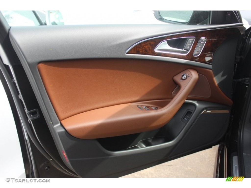 2014 Audi A6 3.0T quattro Sedan Nougat Brown Door Panel Photo #90134152