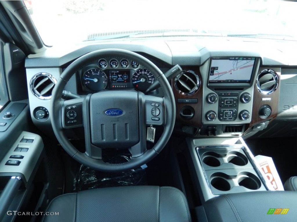 2014 Ford F250 Super Duty Lariat Crew Cab Black Dashboard Photo #90136285
