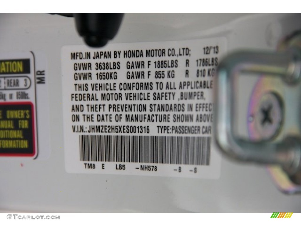 2014 Insight Color Code NH578 for Taffeta White Photo #90137455