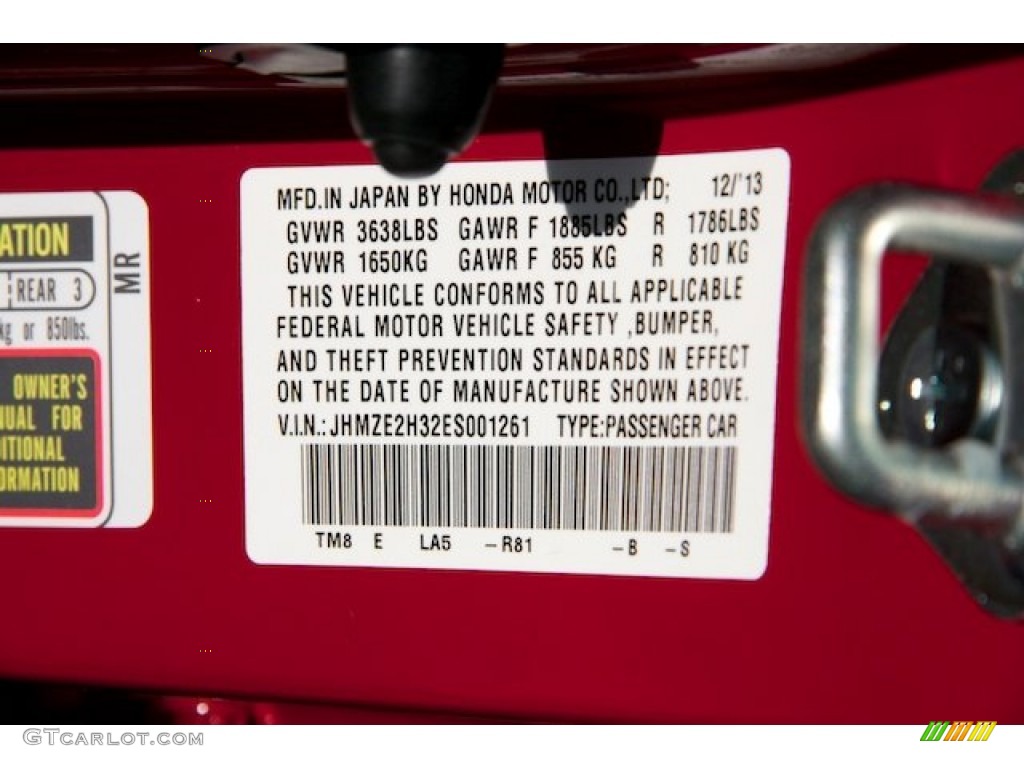 2014 Insight Color Code R81 for Milano Red Photo #90137854