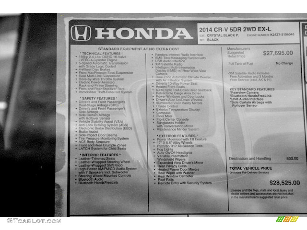 2014 Honda CR-V EX-L Window Sticker Photo #90138598