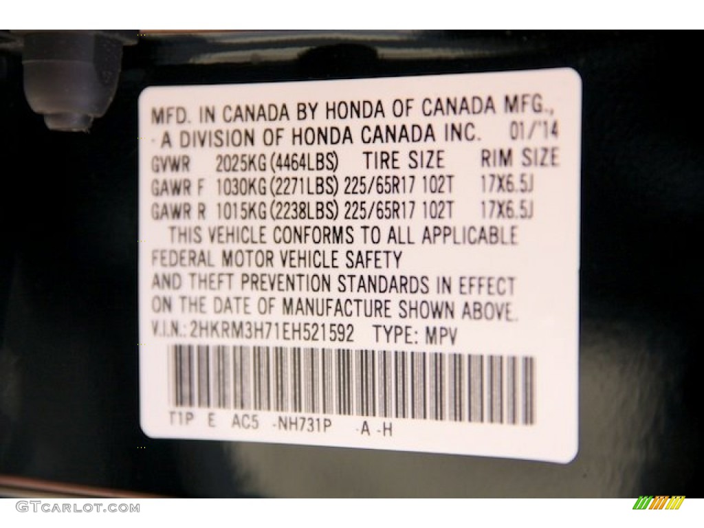 2014 Honda CR-V EX-L Color Code Photos