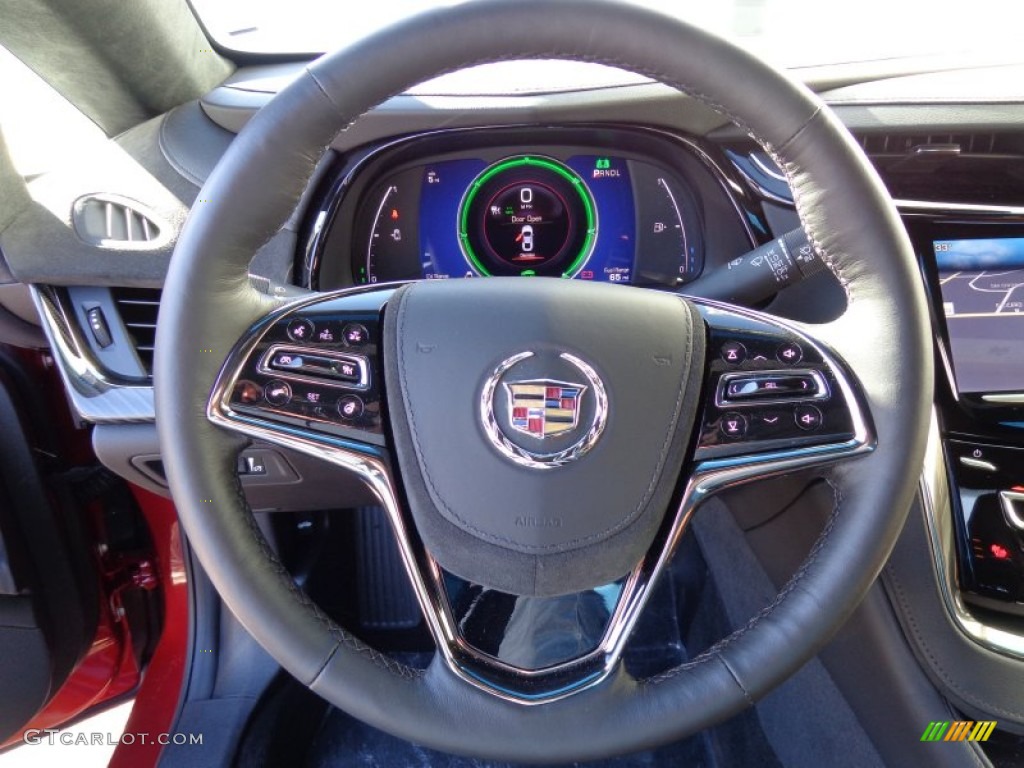 2014 Cadillac ELR Coupe Kona Brown/Jet Black Steering Wheel Photo #90139240