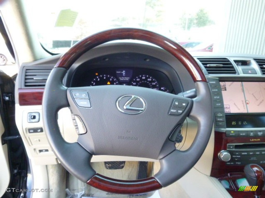 2011 Lexus LS 460 L AWD Parchment Steering Wheel Photo #90140572
