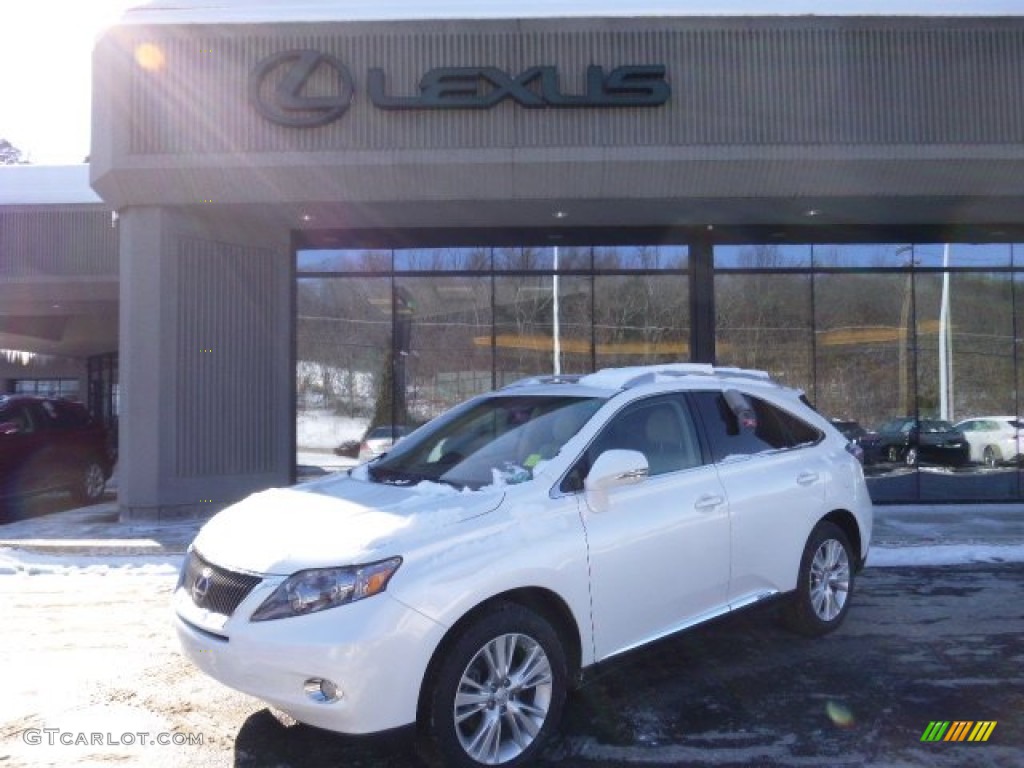 2010 RX 450h AWD Hybrid - Starfire White Pearl / Parchment/Brown Walnut photo #1