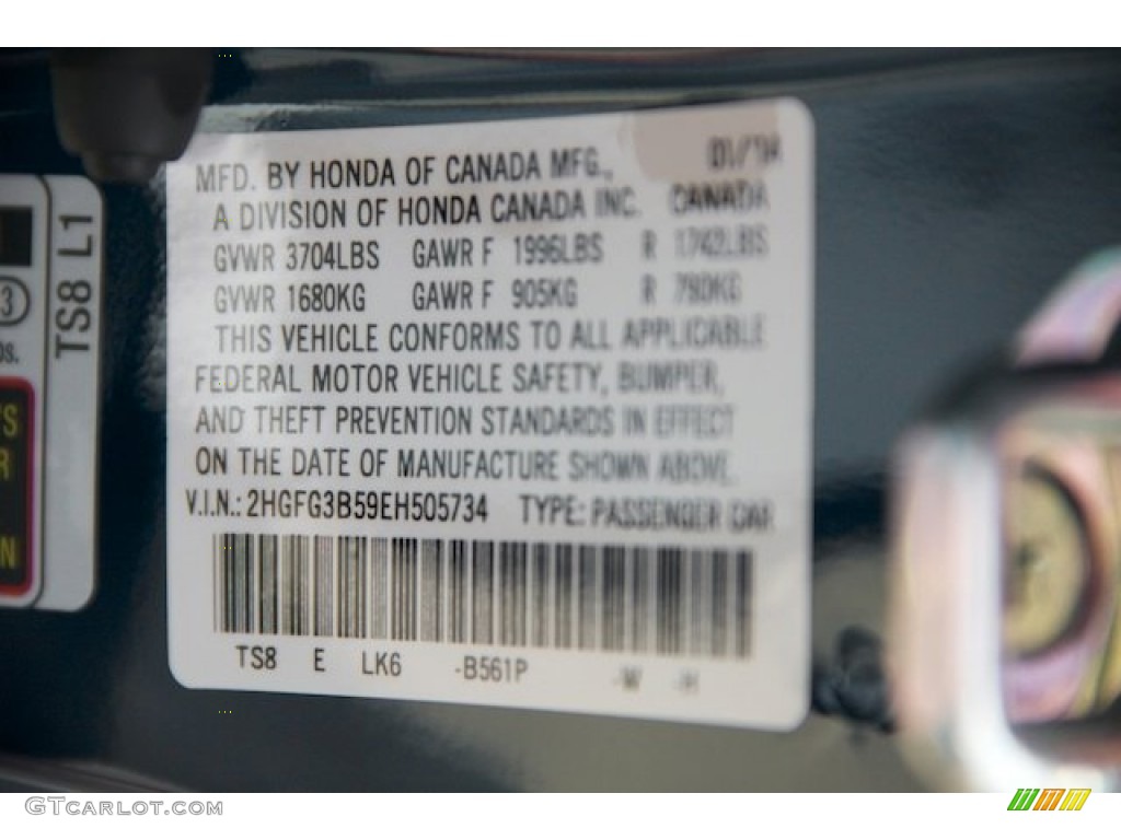 2014 Civic Color Code B561P for Dyno Blue Pearl Photo #90141136