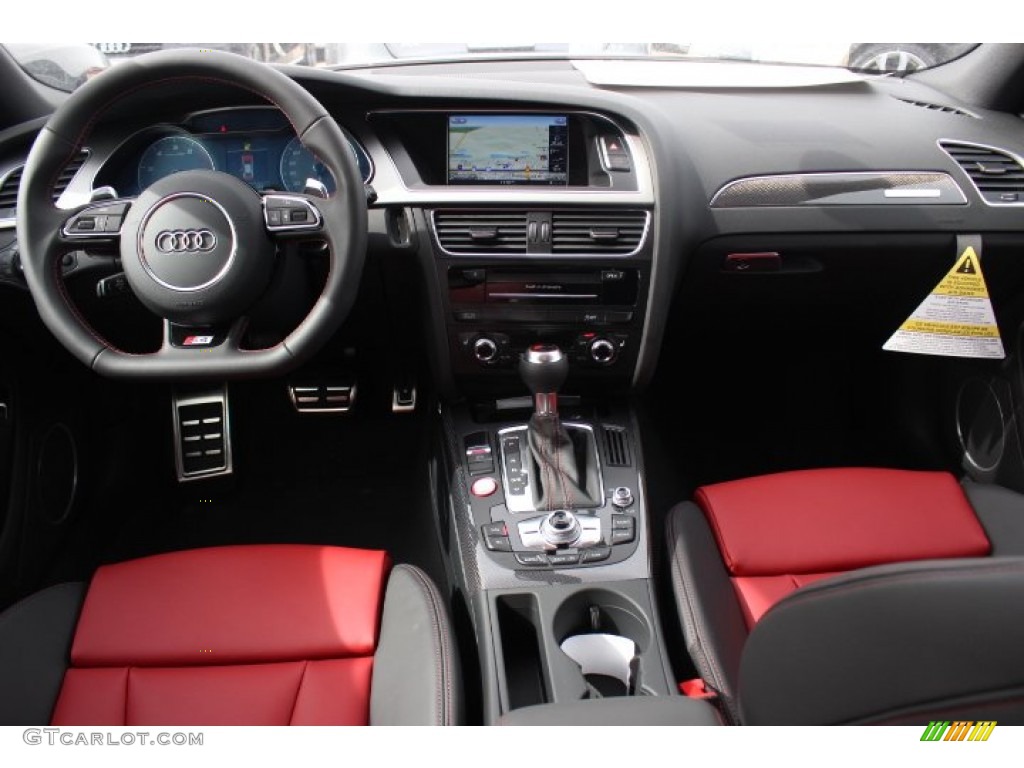 2014 Audi S4 Premium plus 3.0 TFSI quattro Black/Magma Red Dashboard Photo #90143968