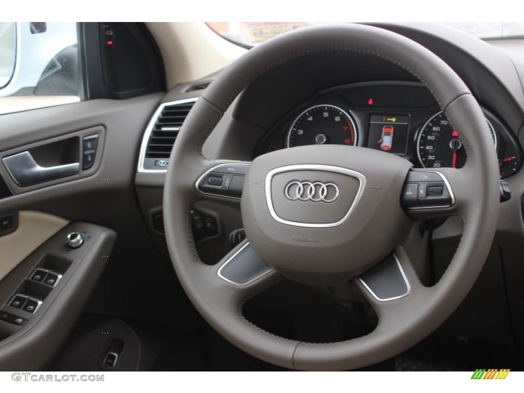 2014 Audi Q5 2.0 TFSI quattro Pistachio Beige Steering Wheel Photo #90146704