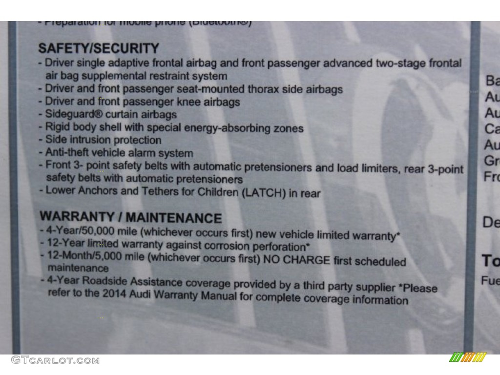 2014 Audi A5 2.0T quattro Coupe Window Sticker Photo #90148876